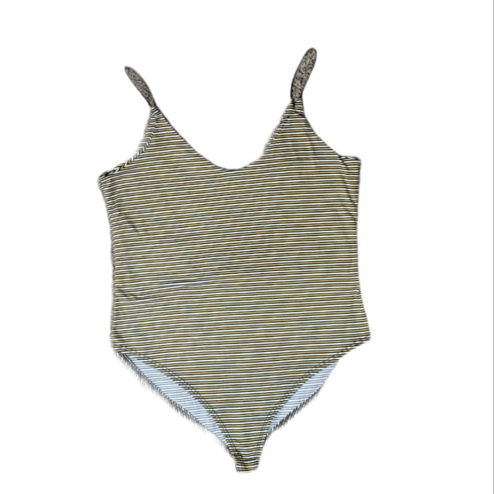 GAZE Yellow & Black Striped BodySuit - L